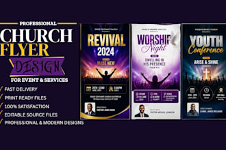 design modern church event flyers, posters, and banners