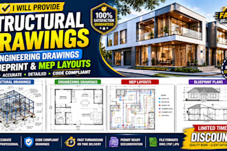 provide structural drawings, engineering drawings, blueprint and mep layouts