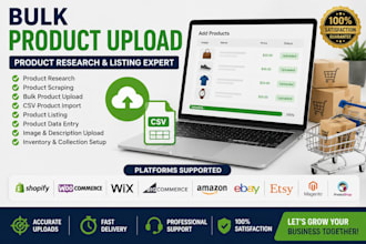 scrape fast products and upload to shopify, woocommerce, etsy, CSV import