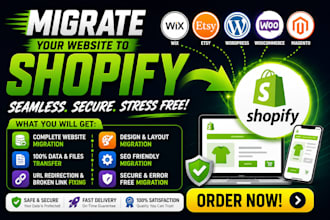 migrate wix etsy wordpress woocommerce magento website to shopify migration
