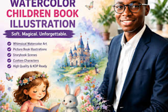create whimsical watercolor children book illustrations