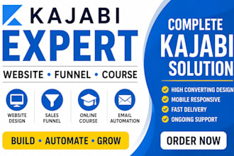 design kajabi website, sales funnel, online course and kajabi automation