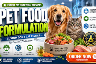 create pet food formulation and custom dog and cat food recipes