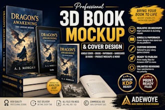 create a stunning 3d book mockup for your kindle cover, ebook and KDP book cover