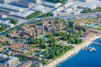 rebuild cgi mixed use landscape, waterfront resort, leisure tourist development