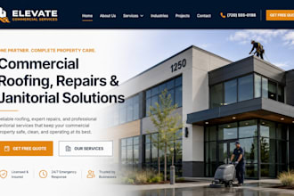 design wix roofing website contractor repair commercial janitorial website