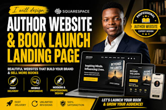 design squarespace author website and fast delivery book launch landing page