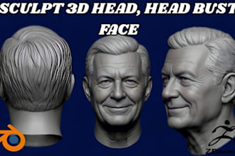 sculpt realistic 3d head bust 3d face 3d full body statue model stl for printing