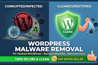 wordpress malware removal, fix hacked wordpress, remove blacklist, remove virus