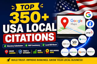 do top 350 USA live local citations and directory submissions for local seo