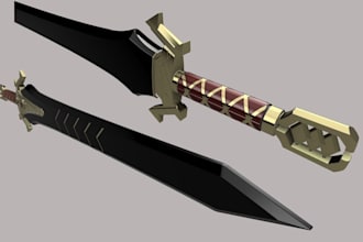 design custom anime sword, weapon and cosplay prop for 3d printing