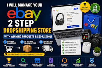 manage your ebay 2 step dropshipping store with winning products SEO listings