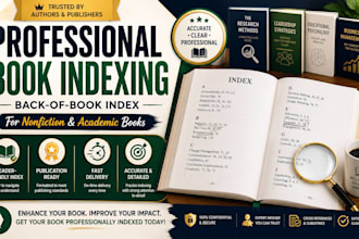 create a professional back of book index for nonfiction and academic book