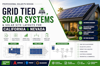 design grid tied solar systems and solar site layouts for california and nevada