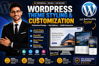 design wordpress avada theme customization, oceanwp, block theme, elementor