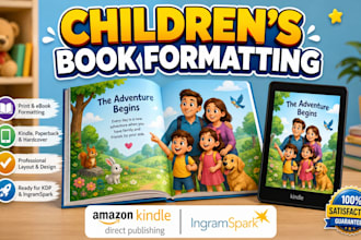 do children book formatting, kindle formatting, paperback formatting, book cover