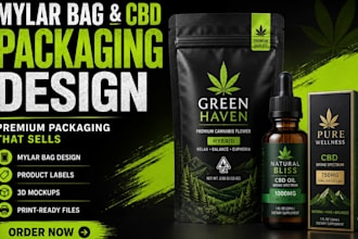 design unique weed pouch, mylar bag and cbd product labels