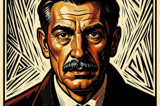 draw linocut illustration for shirt design