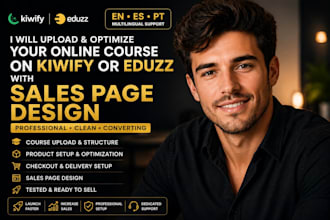 upload and optimize your online course on kiwify or eduzz with sales page design