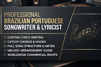 be your professional brazilian portuguese songwriter lyricist for tracks song