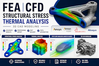 do fea, cfd, structural stress thermal analysis, 3d cad modeling, ansys fluent