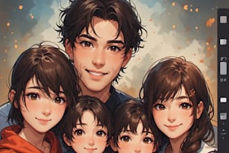 draw watercolor family portrait in procreate