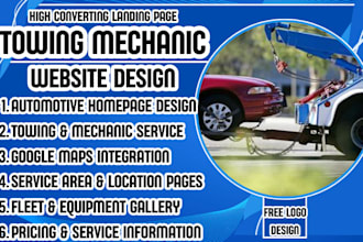 design a towing website, mechanic website, auto repair, tow truck website