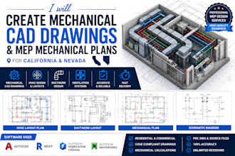 create mechanical cad drawing and mep mechanical plans for california and nevada