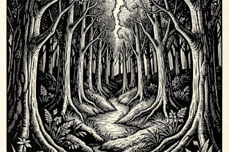draw linocut illustration for shirt design