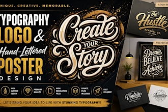 design unique typography logo and hand lettered poster for your brand