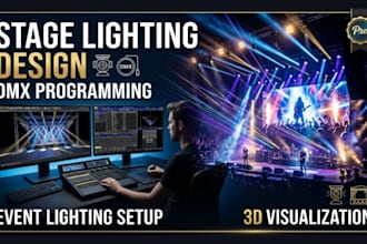 create stage lighting, event stage design, lighting setup and dmx programming