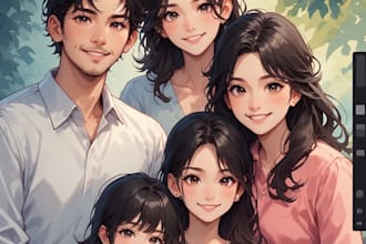 draw watercolor family portrait in procreate