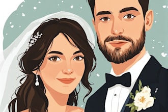 couple portrait wedding portrait illustration