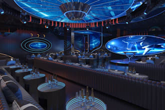 upscale 3d beverage lounge,ballroom layout,night club render,cgi cafe restaurant