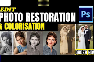 do photo restoration and colorise portrait or damaged photos in photoshop