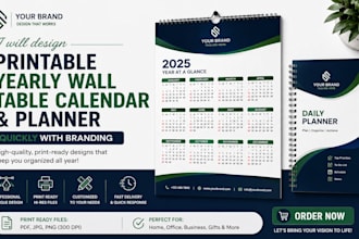 design printable yearly wall table calendar and planner quickly with  branding