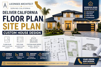 licensed architect deliver california floor plan, site plan, custom house design