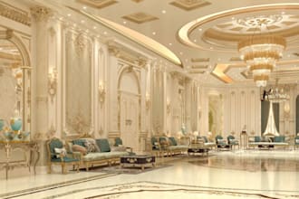 design 3d majlis interior, diwaniya design, 3d luxury villa with 3d rendering
