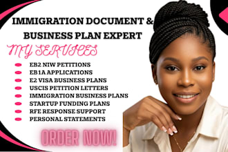 prepare eb2 niw eb1a, uscis, petition letter, business plan and visa documents