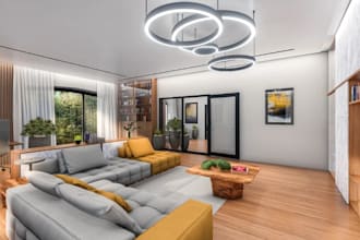 optimize 3d apartment interior, modern bedroom, home decor, dinning room renders
