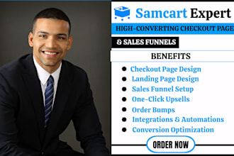 build your samcart thrivecart sales funnel, samcart landing page, online course
