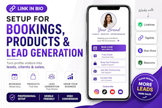 setup link in bio page for bookings, products, lead generation