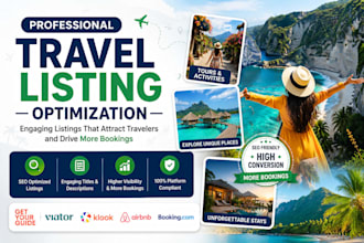 list and optimize your activity on getyourguide klook viator airbnb, booking com