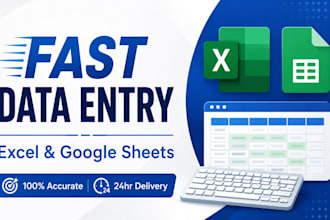 do fast data entry and excel sheet work in 2 hours
