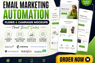 create email marketing campaign mockups and automated flows for ecommerce brands