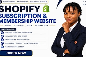 build shopify subscription website membership website recharge setup
