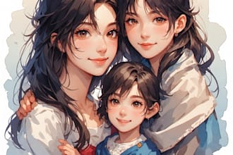 create watercolor family portrait