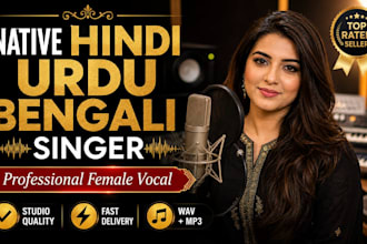 sing urdu punjabi, bengali devotional, romantic pop professional female vocals