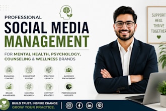 manage social media for mental health, psychology, counseling and wellness brand