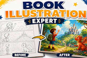 create children book illustration storyboard and book layout design